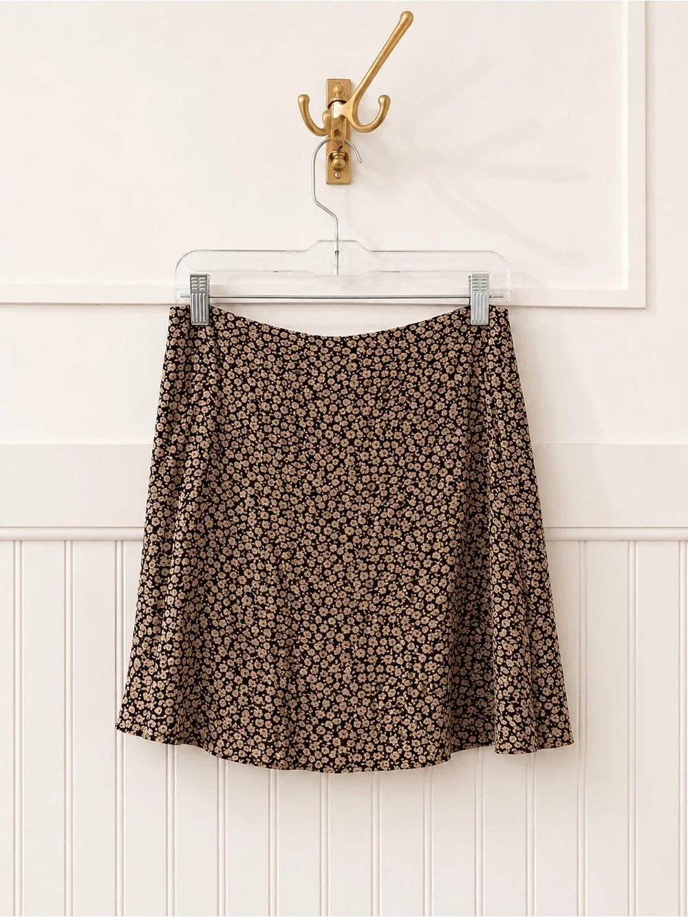 Banana Republic Black Skater Skort with Tan Floral Print - Picture 1 of 6